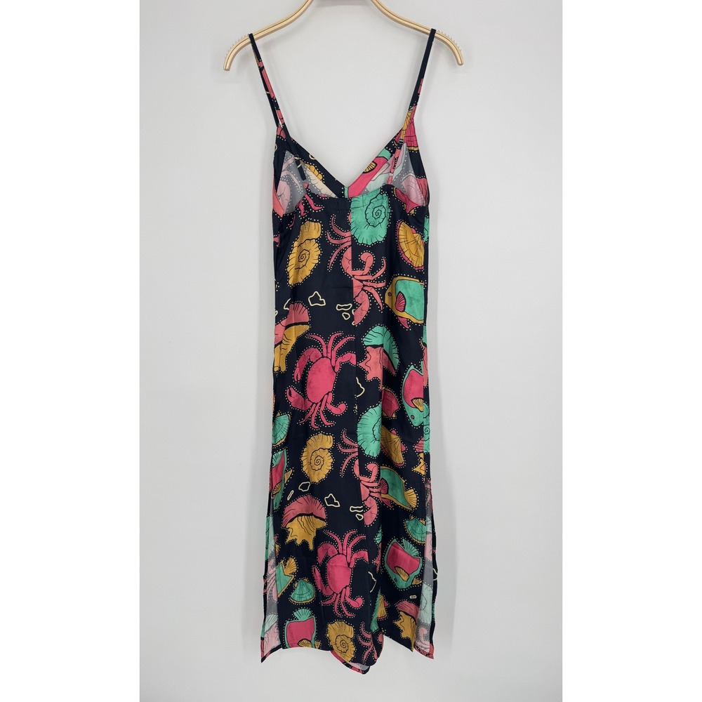Kenny Flowers Silk Midi Dress XS Blue Sea Life Coastal Nautical Tropical NWT - Picture 6 of 11
